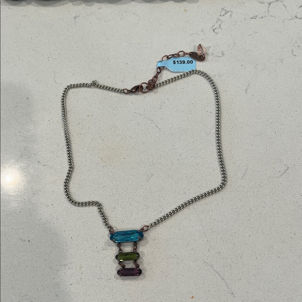 Elegant Silver Necklace with Multicolor Stones